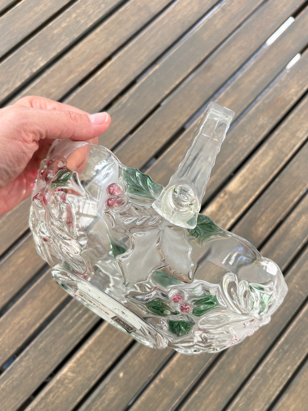 Mikasa Holiday Bloom Glass Basket, Holly Berry Vintage - Picture 15 of 16